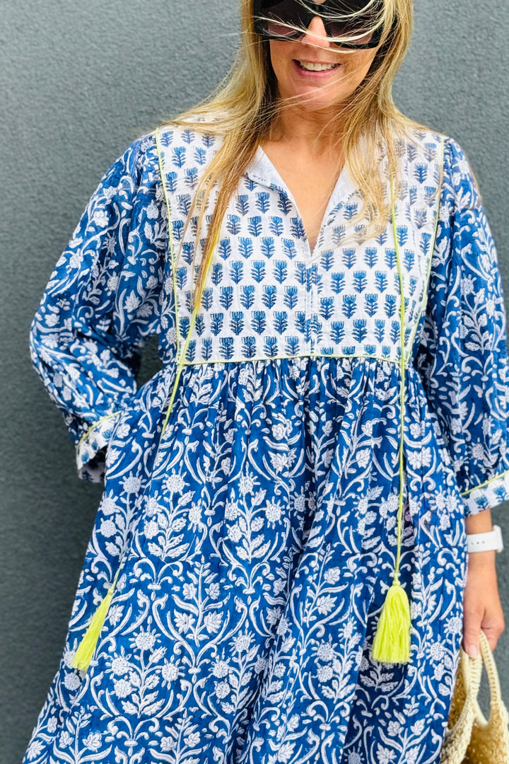 Willow Block Print Kaftan Dress