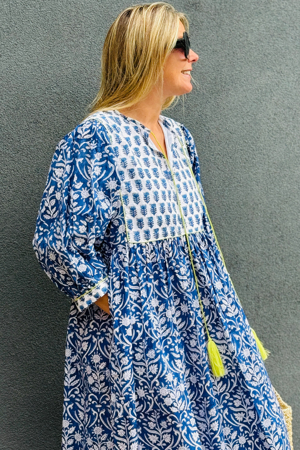 Willow Block Print Kaftan Dress