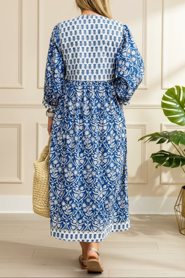 Willow Block Print Kaftan Dress