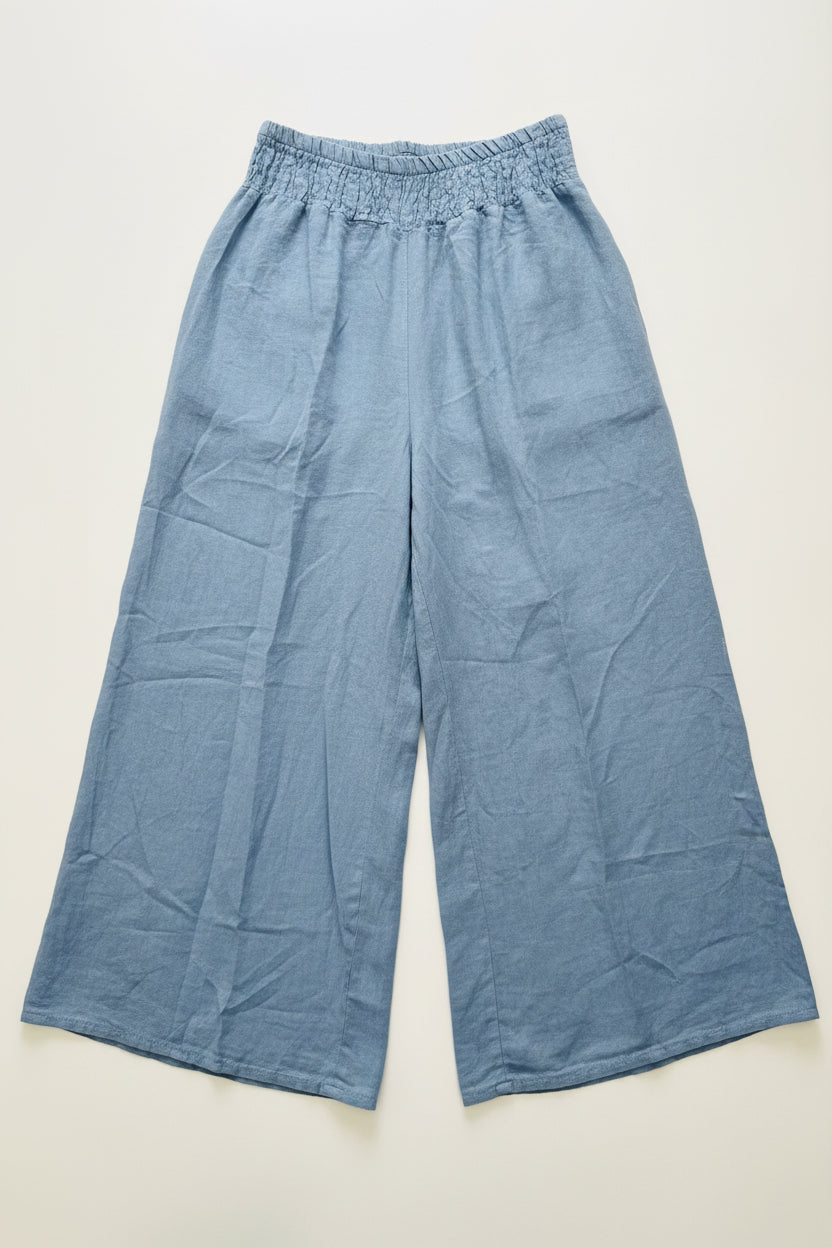 Emily Palazzo Wide Leg Linen Trousers