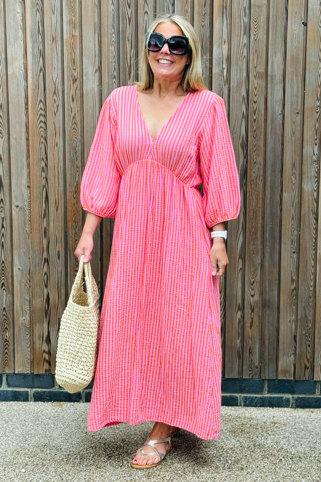 Elodie Cotton Maxi Dress | Pink x Orange