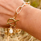 T Bar Disc & Pearl Bracelet