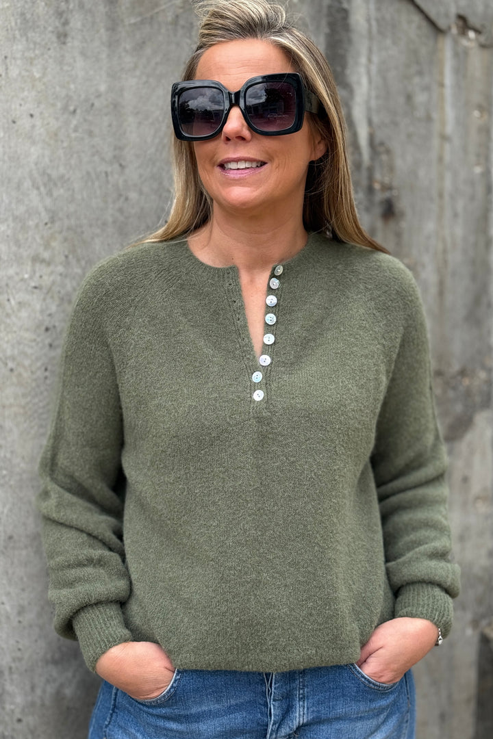 Henley Button Neck Alpaca Jumper