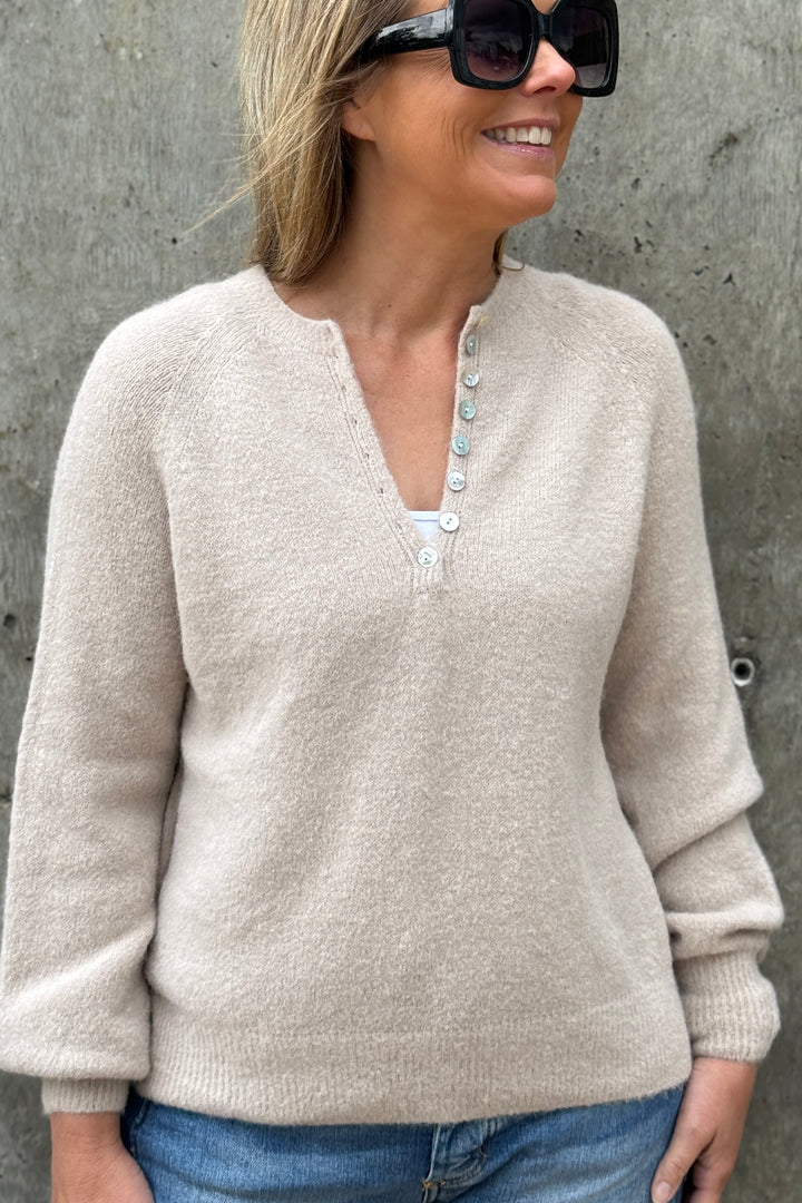 Henley Button Neck Alpaca Jumper