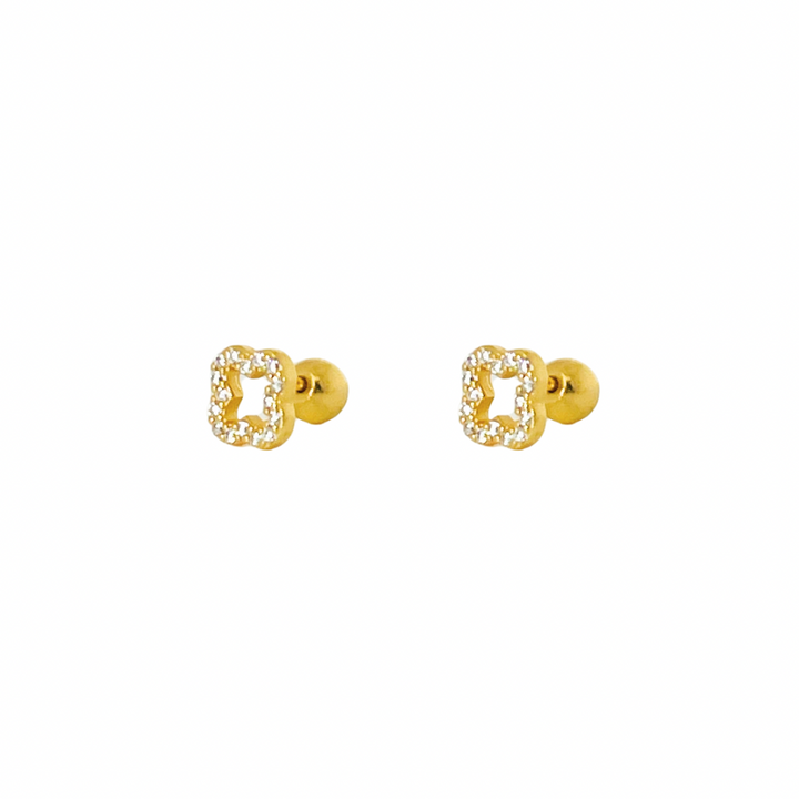 Crystal Clover Mini Stud Earrings | Gold