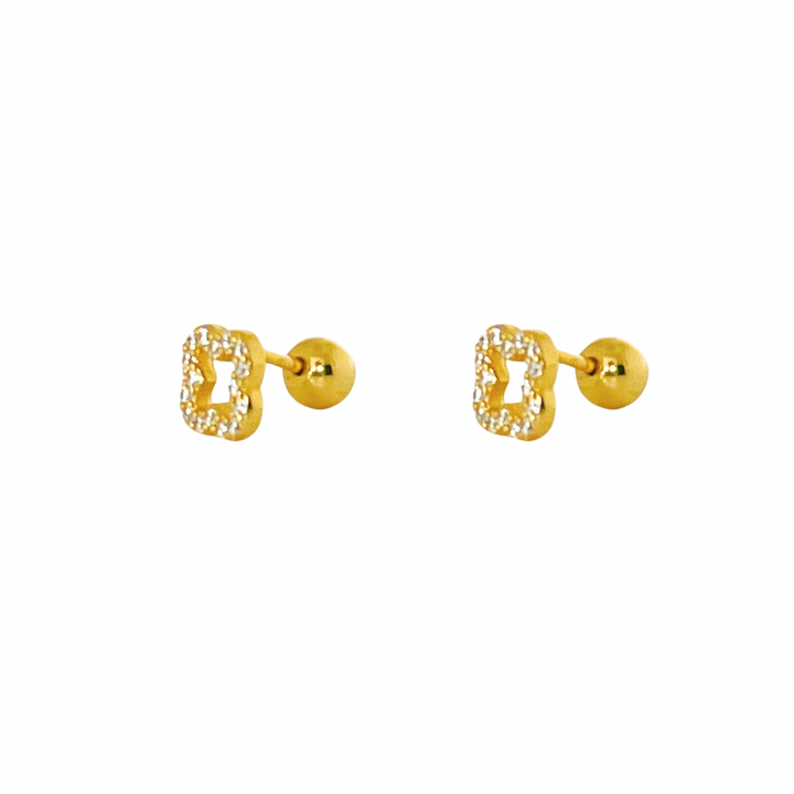 Crystal Clover Mini Stud Earrings | Gold