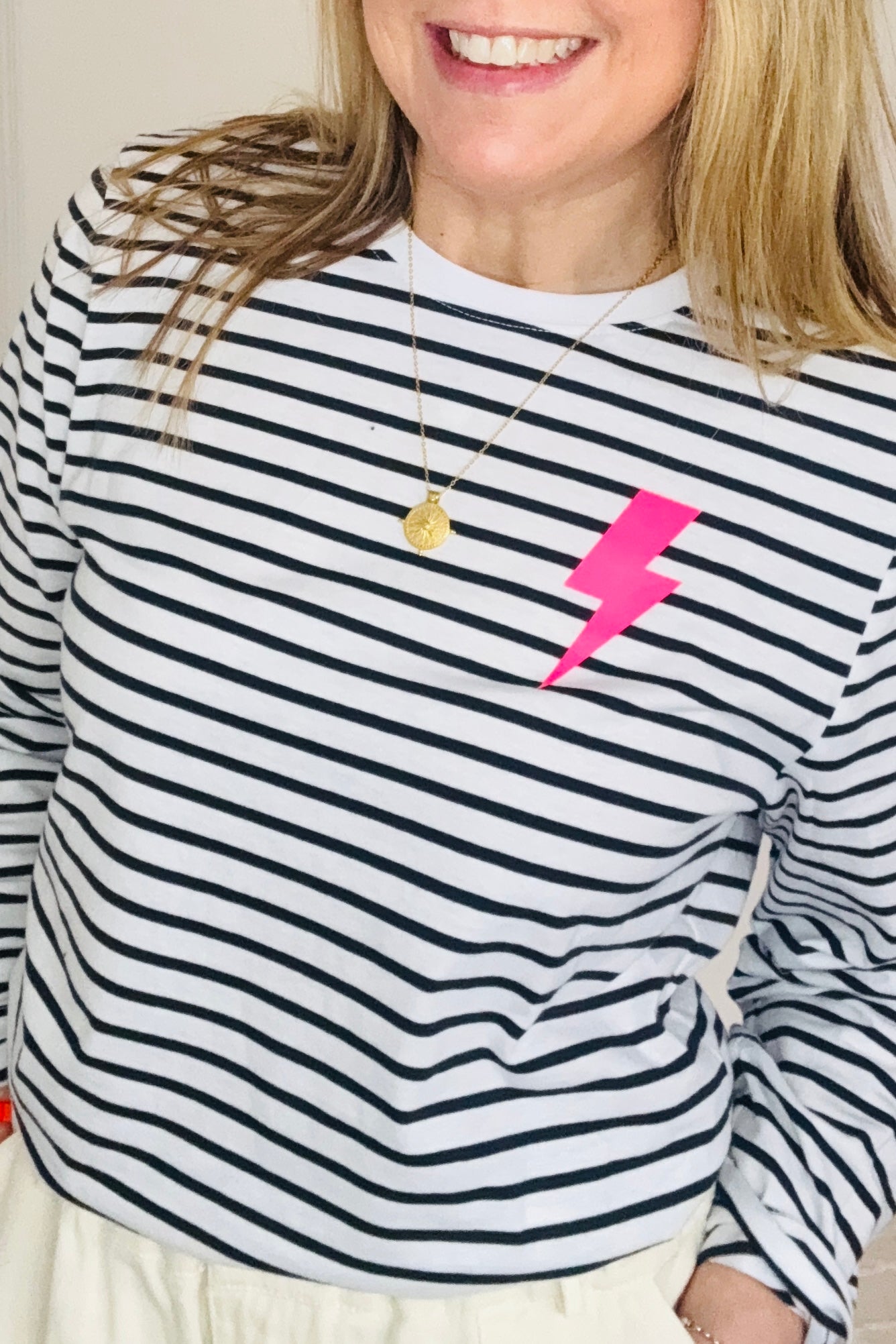 Billie Breton Top with Neon Pink Star or Bolt