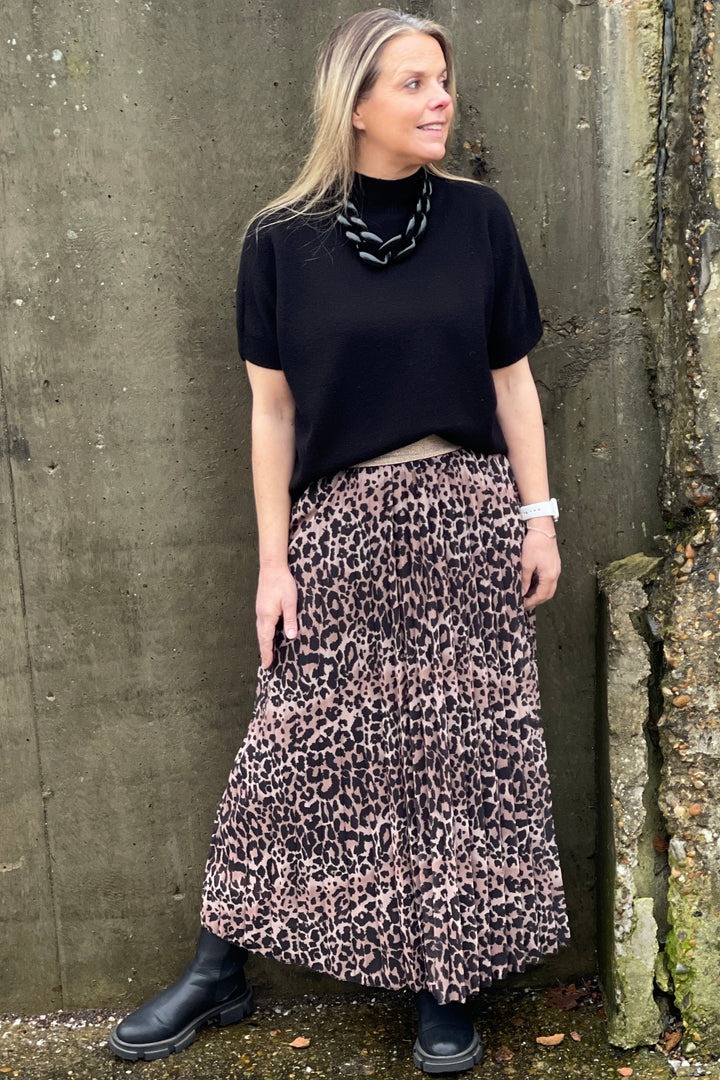 Pleated Leopard Maxi Skirt | Classic Leo