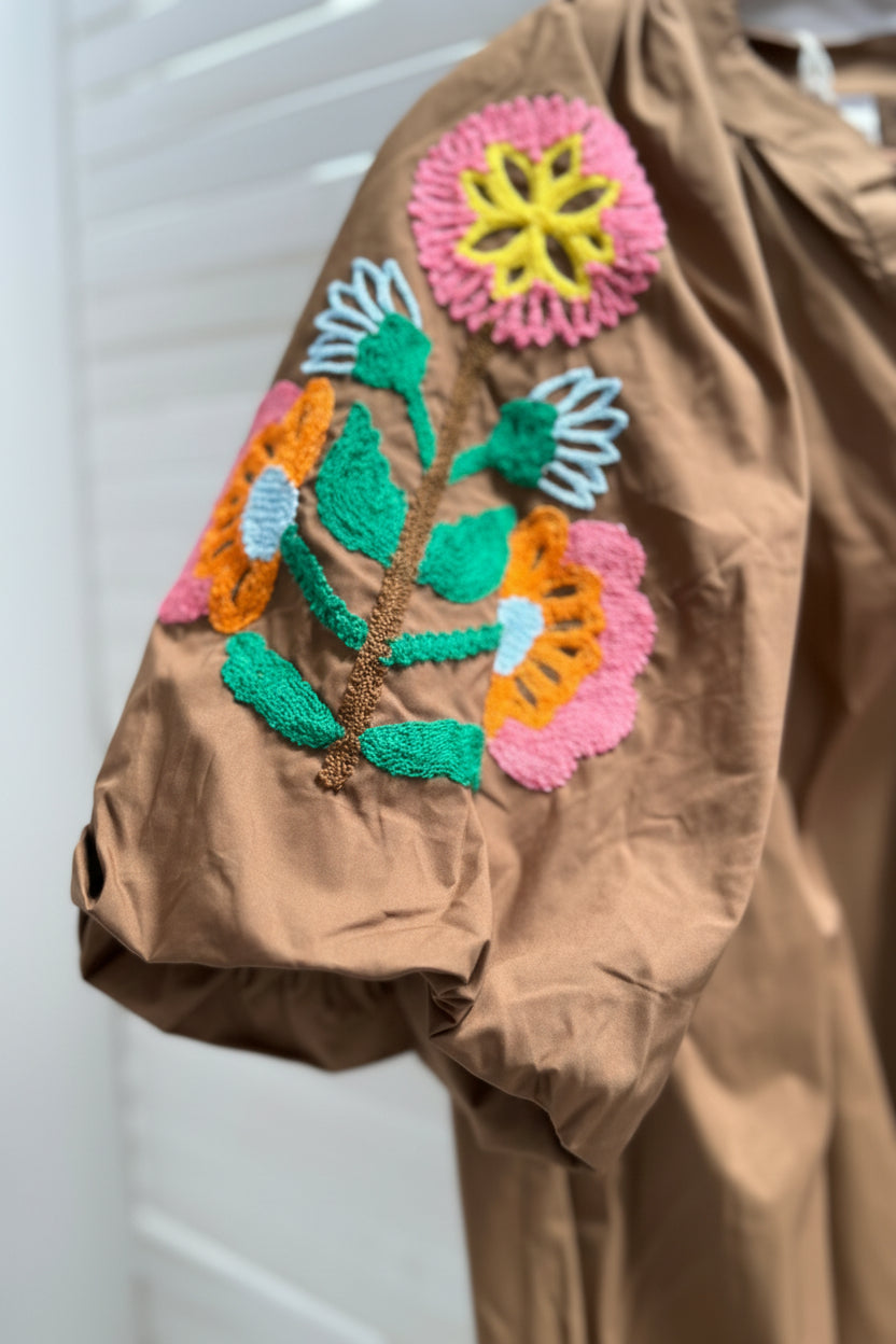 Codie Embroidered Sleeve Dress