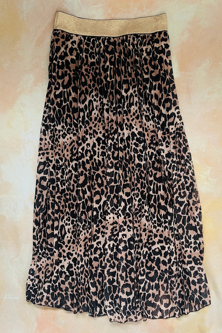 Pleated Leopard Maxi Skirt | Classic Leo