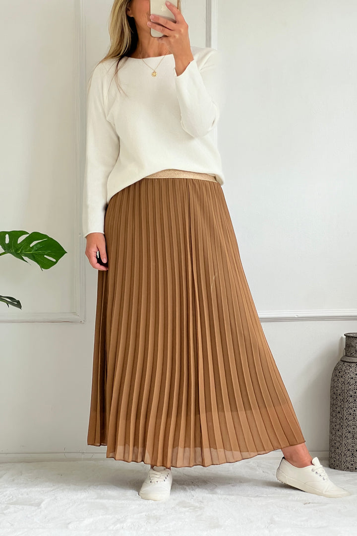 Pleated Maxi Skirt | Caramel