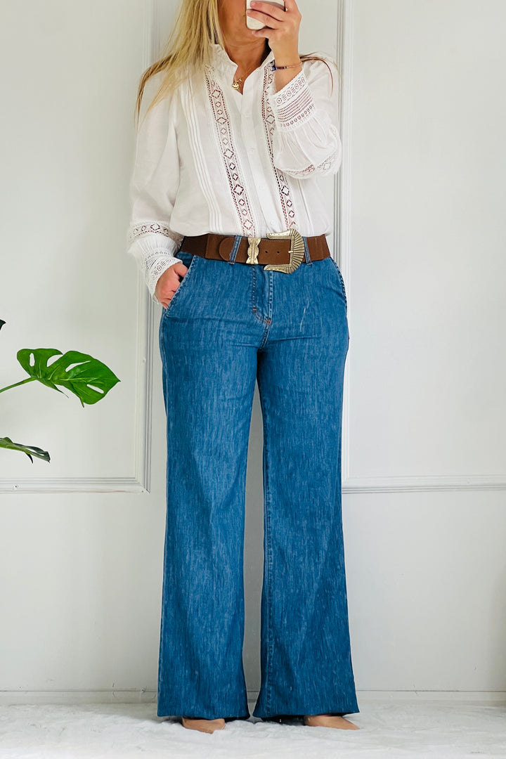 Taylor Wide Leg Jeans | Mid Denim