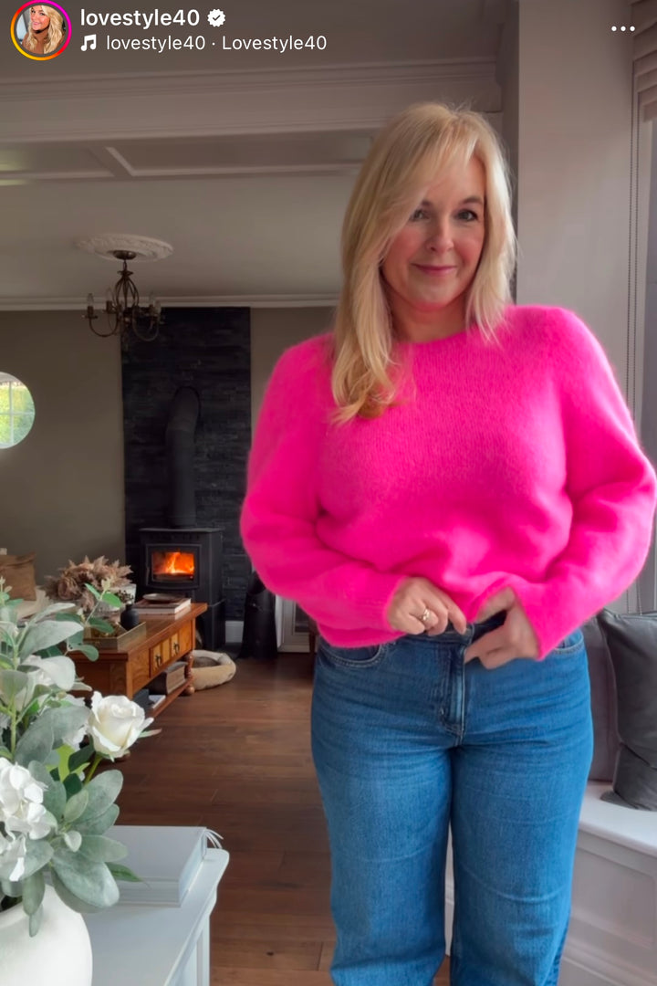 Mandy Alpaca Blend Long Sleeve Knit Jumper | Neon Pink