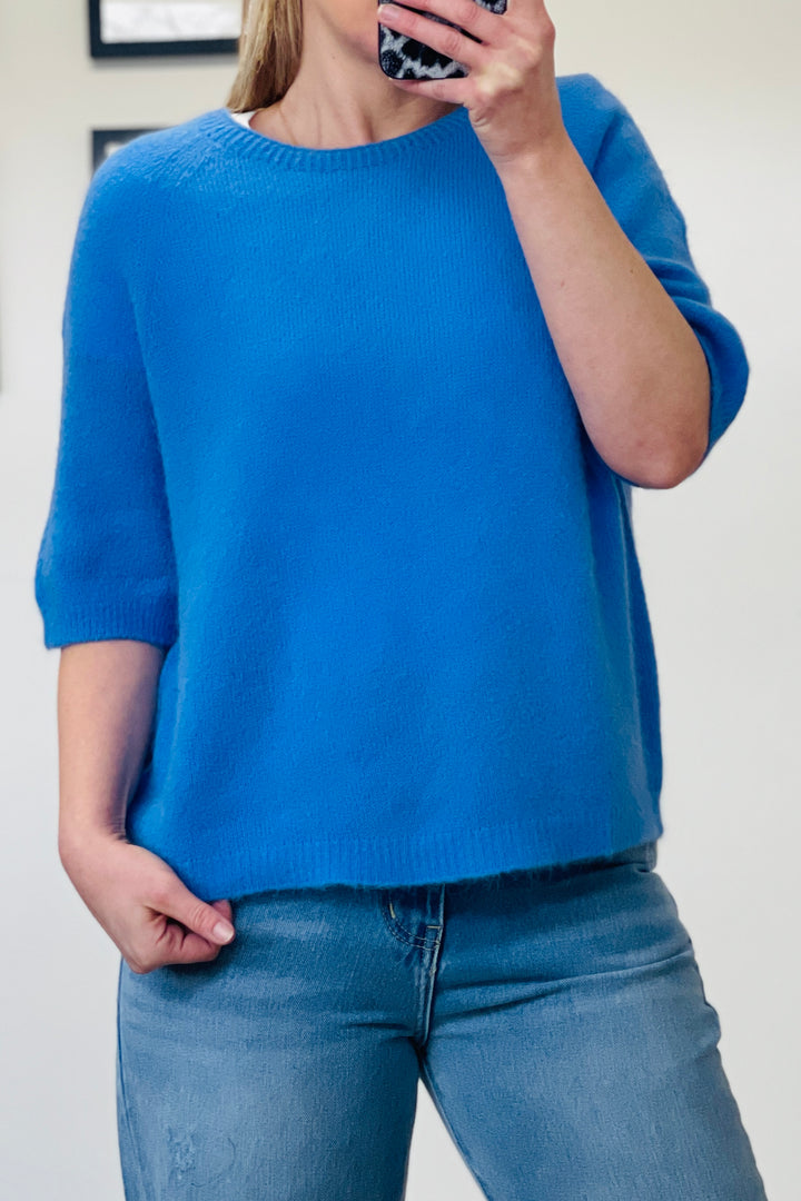 Sophie Alpaca Blend Crew Knit Jumper | Cornflower Blue