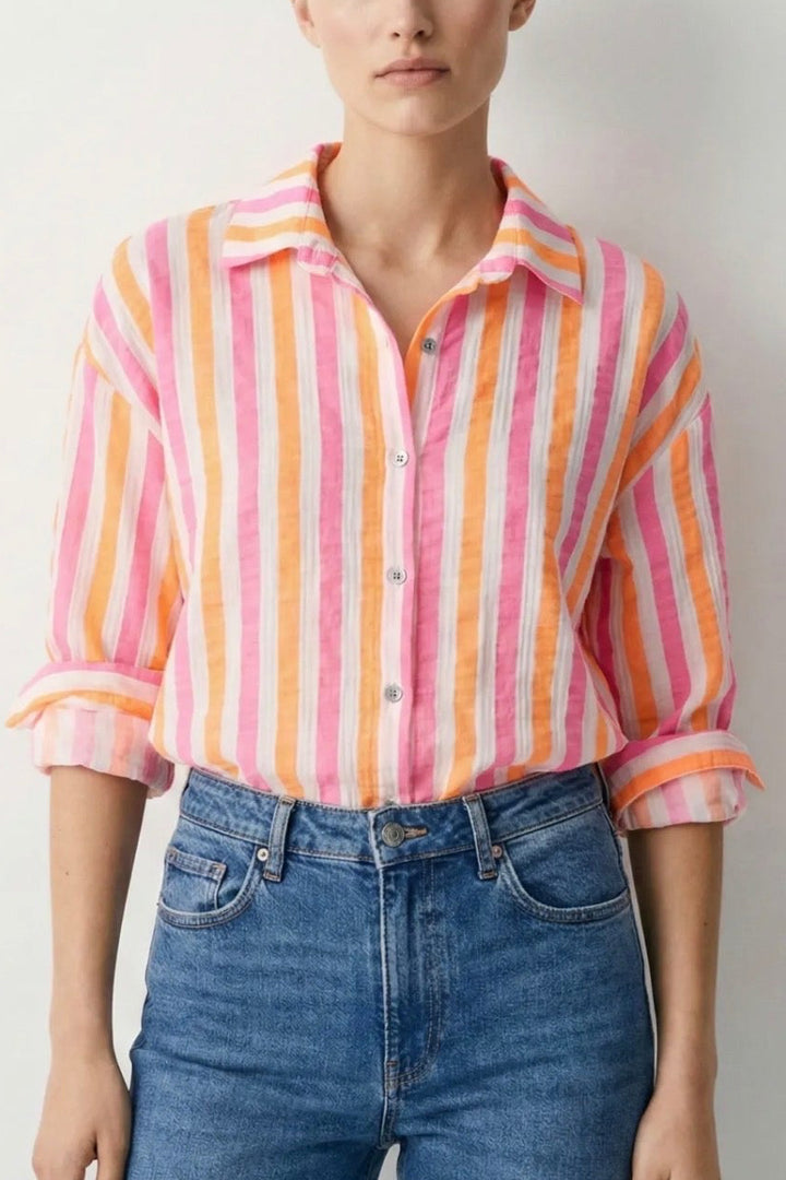 Marnie Cheesecloth Neon Stripe Blouse