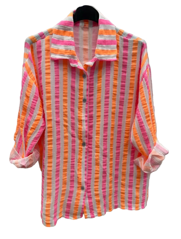 Marnie Cheesecloth Neon Stripe Blouse