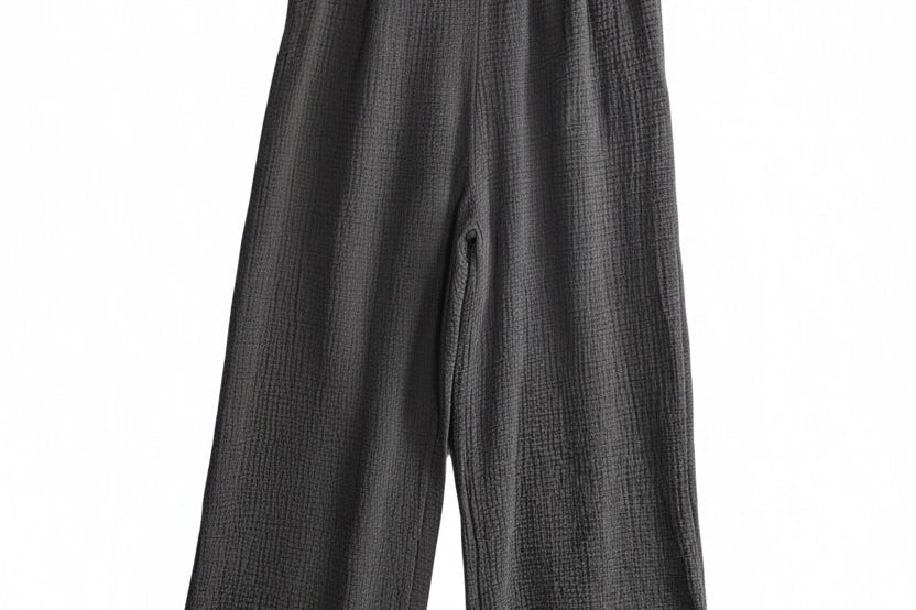 Lucie Plain Cheesecloth Cotton Trousers (Black or Navy)