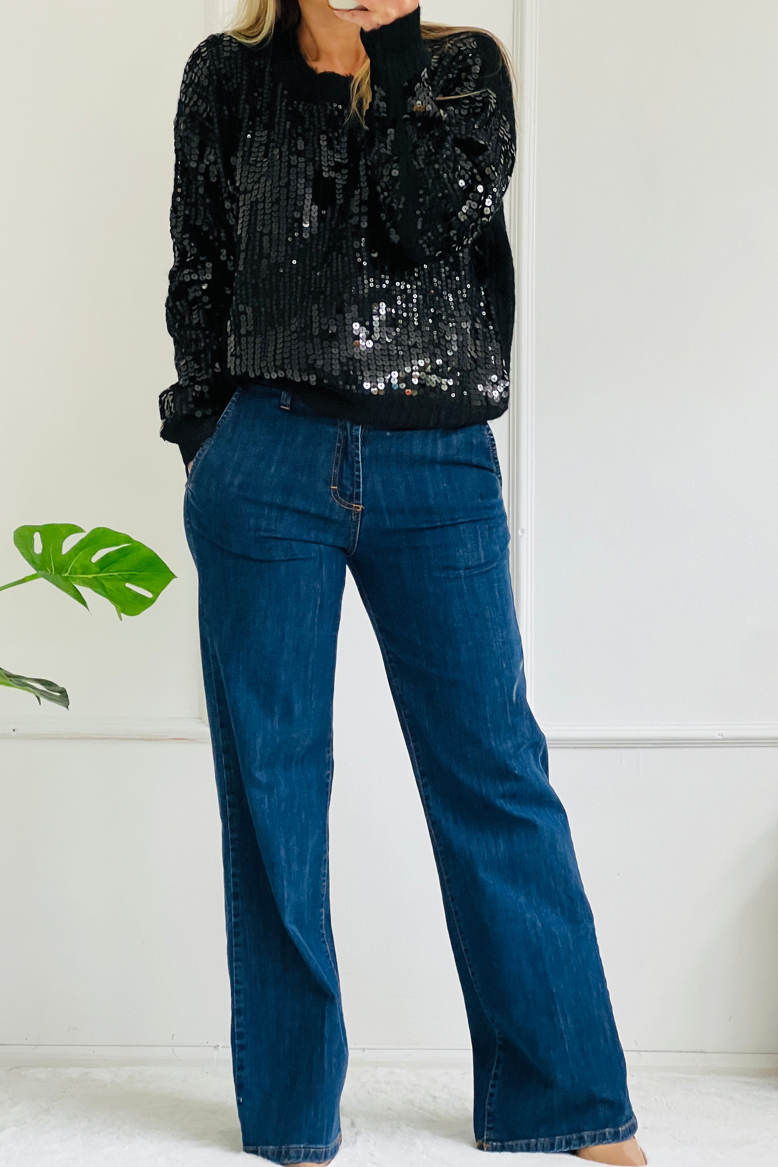 Louise Sequin Jumper Black south of the river