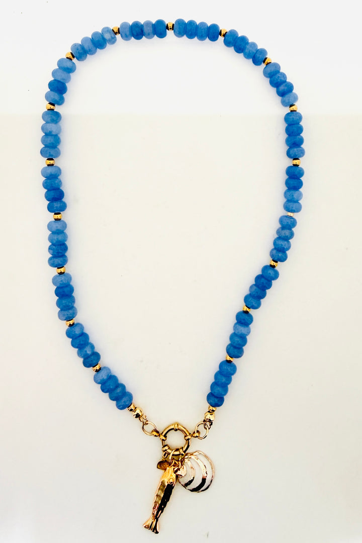 Fish Charm Beaded Boho Stone Necklace