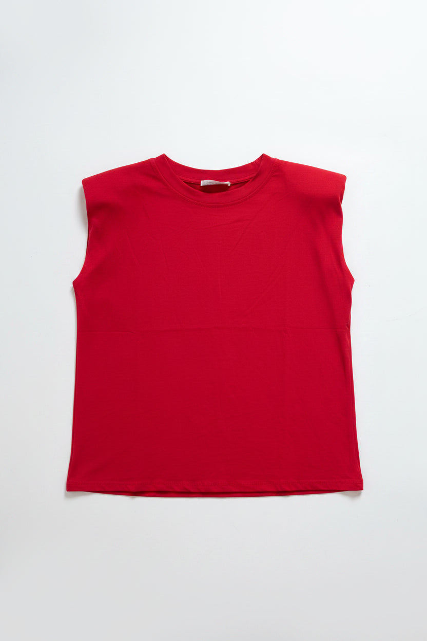 Sutton Shoulder Pad Structured T Shirt (Red)
