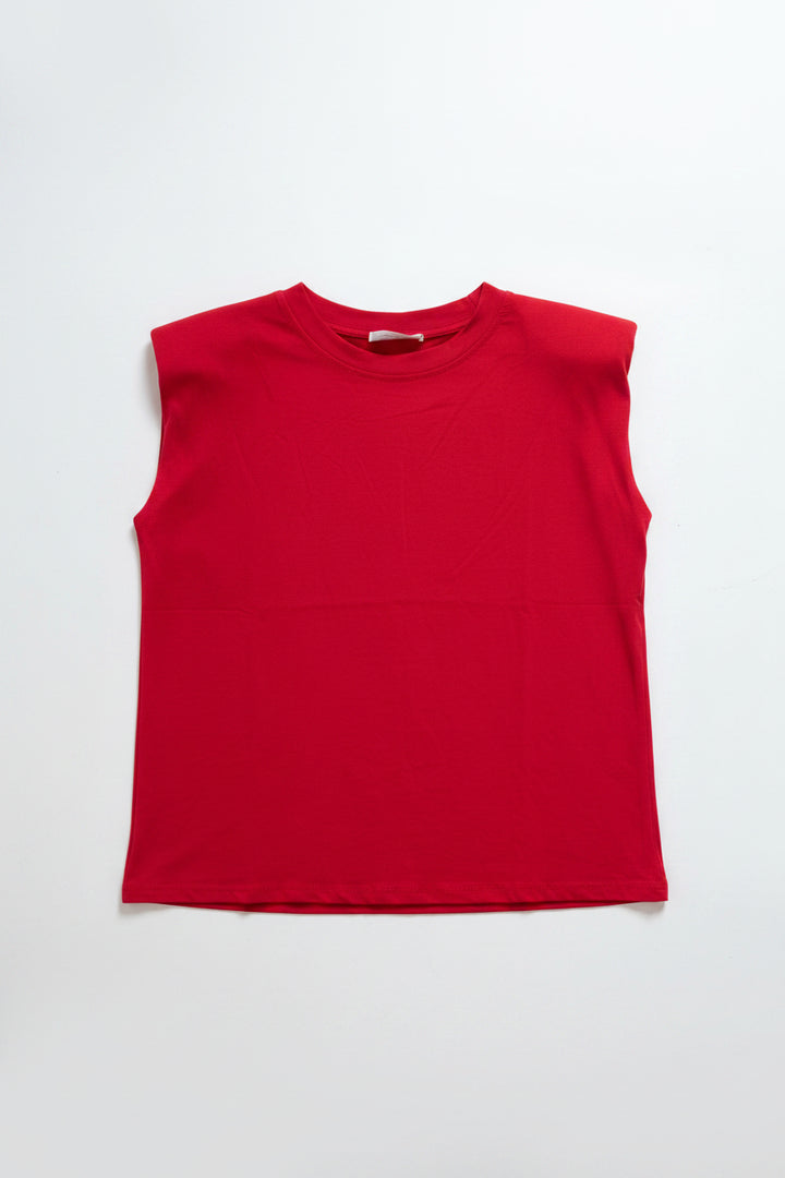 Sutton Shoulder Pad Structured T Shirt (Red)