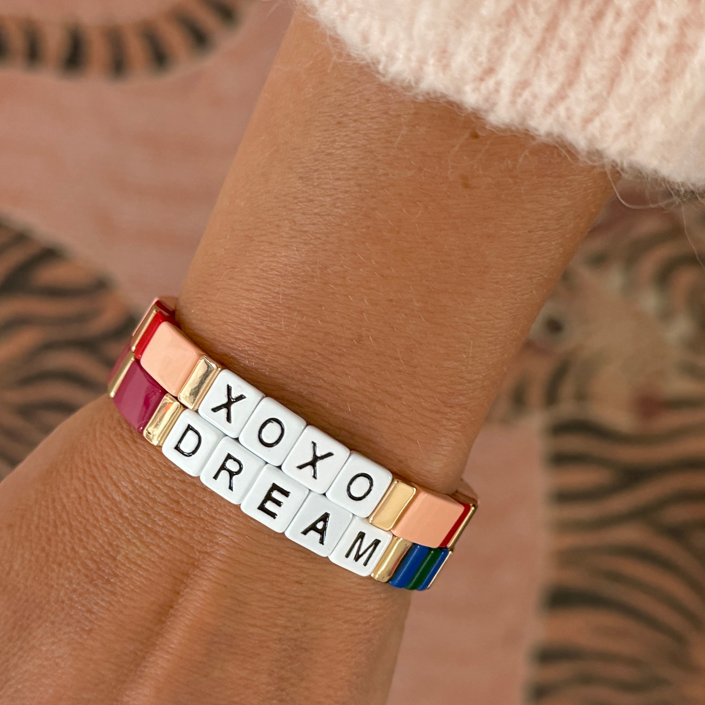 NEW! Affirmations Tile Enamel Bracelet | Dream | Burgundy