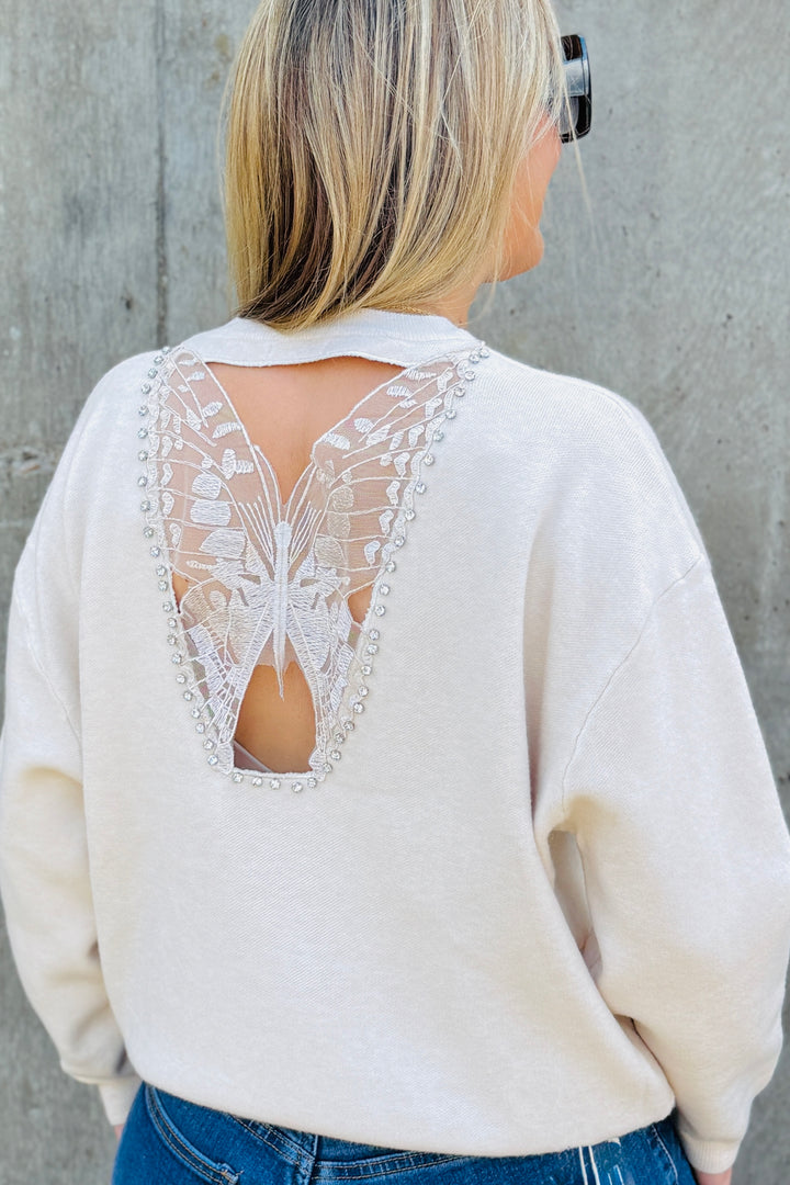 Rylee Butterfly Crystal Back Top
