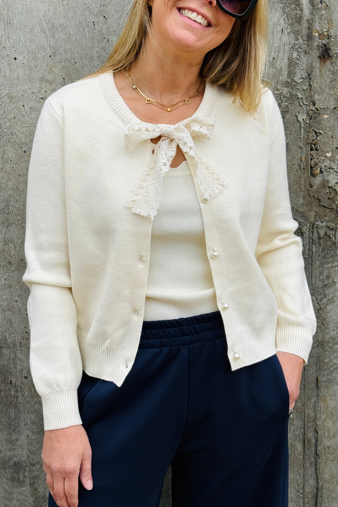 Nancy Lace Bow Cardigan