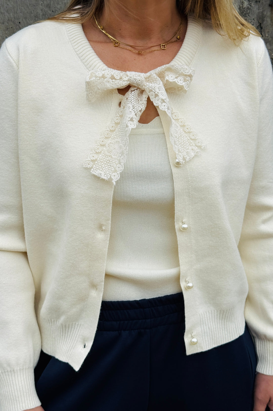 Nancy Lace Bow Cardigan