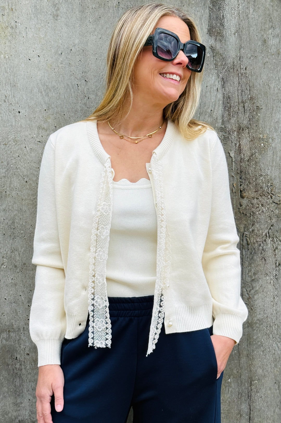 Nancy Lace Bow Cardigan