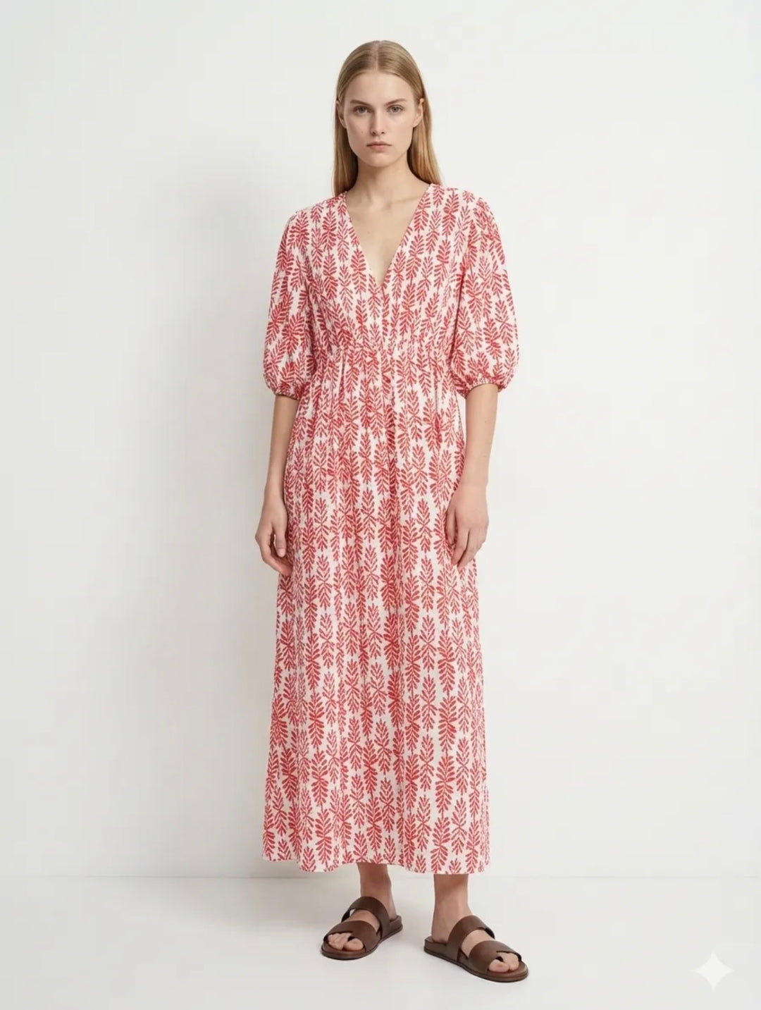 Beth Cheesecloth Cotton Dress | Pink x White