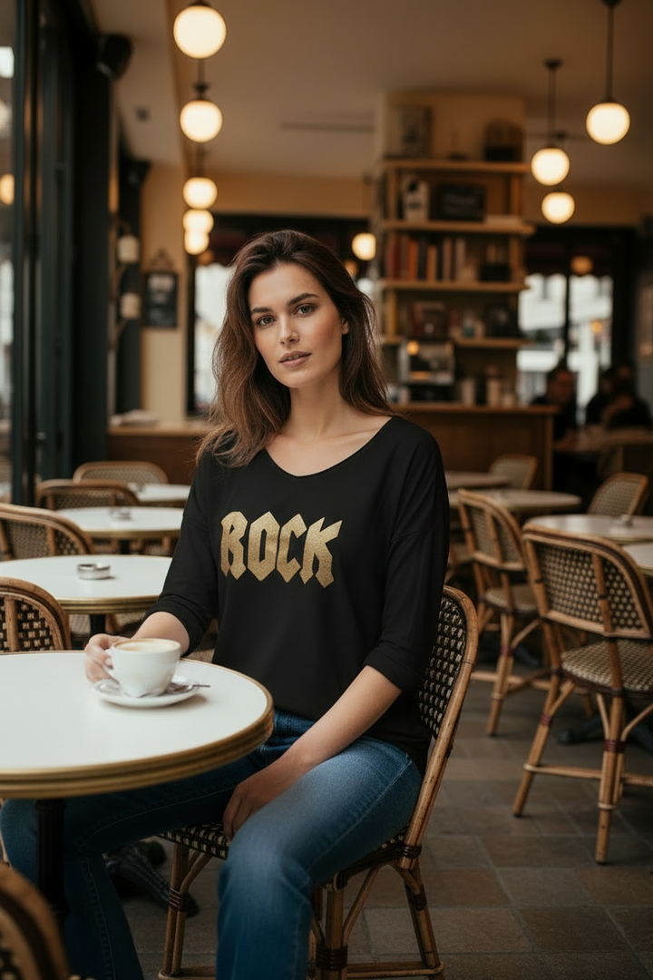 ROCK Longsleeve T Shirt (Black, White, Khaki, Navy)