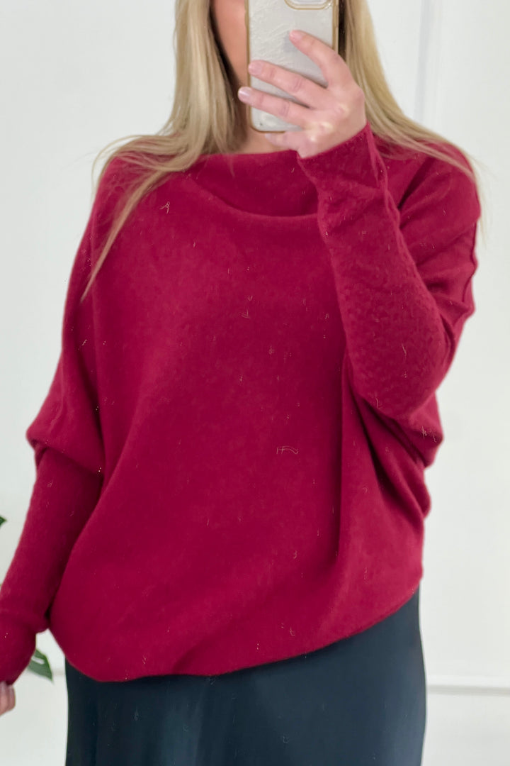 Maisie Asymmetric Jumper | Burgundy