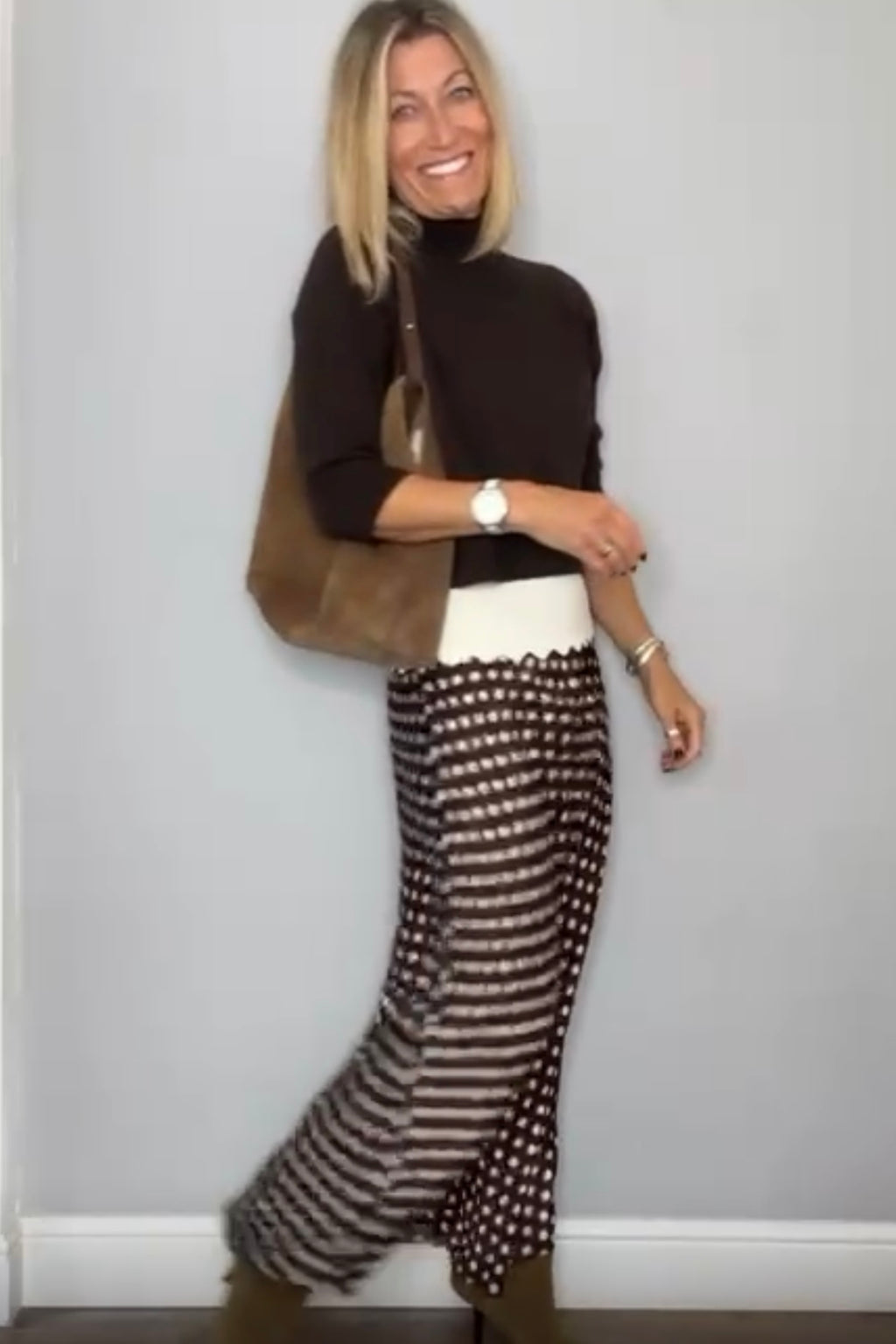 Sarah Polka Dot Skirt (Black or Chocolate)