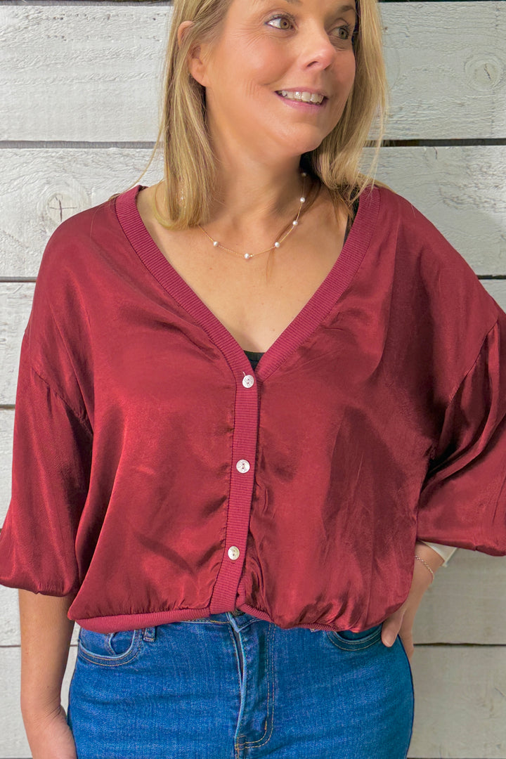 Olivia Satin Bomber Jacket (Burgundy, Navy, Chocolate)