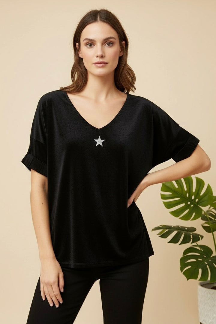 STAR Longsleeve T Shirt (Black or White)