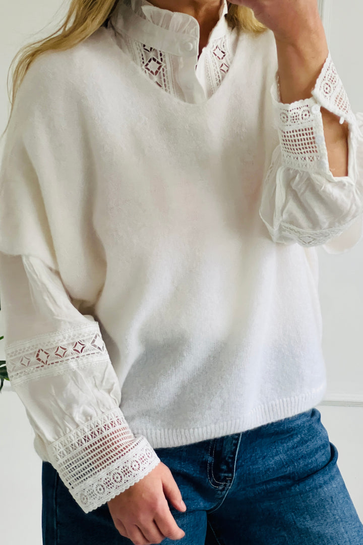 Ashley Fine Knit Jumper | Chalk