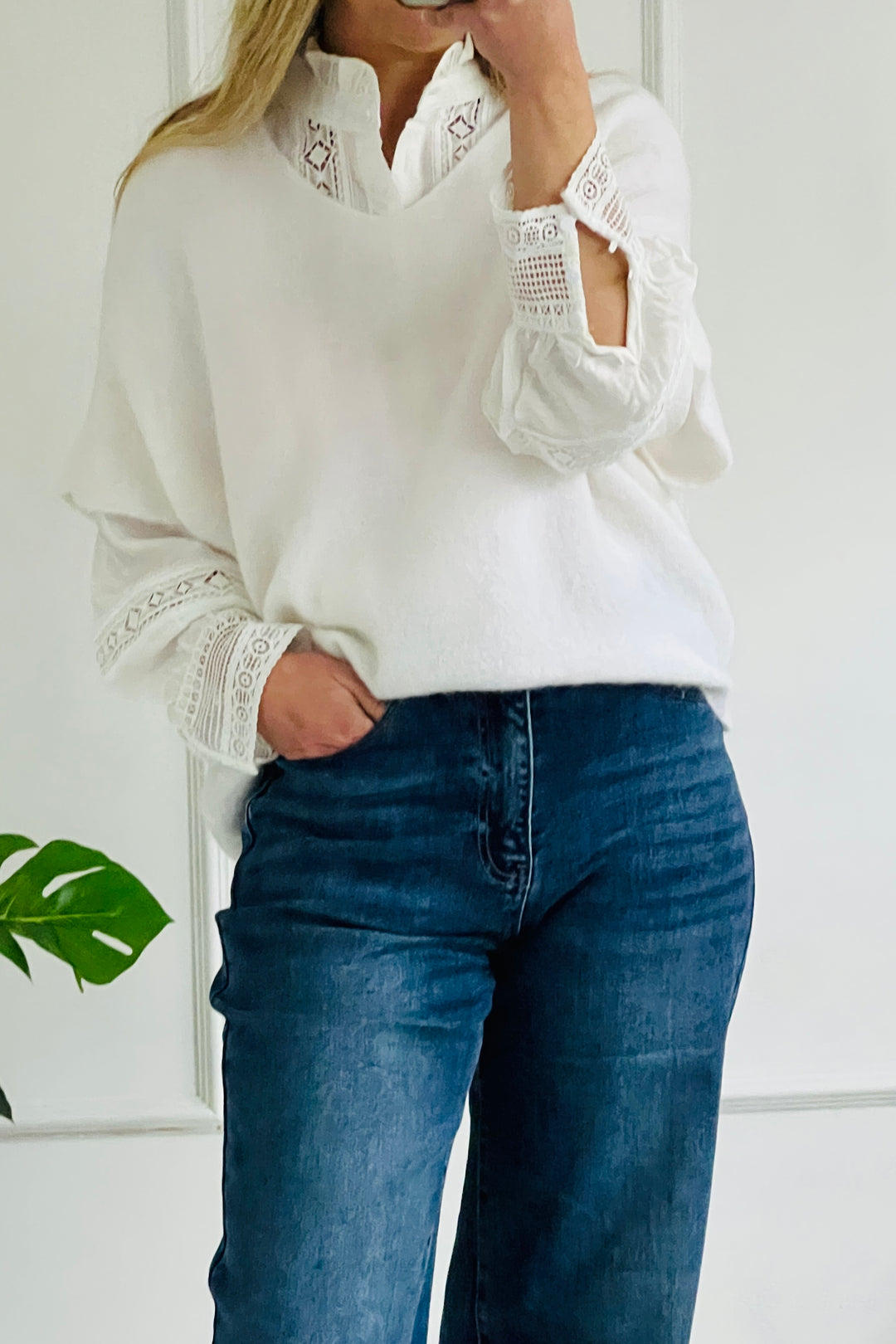 Ashley Fine Knit Jumper | Chalk