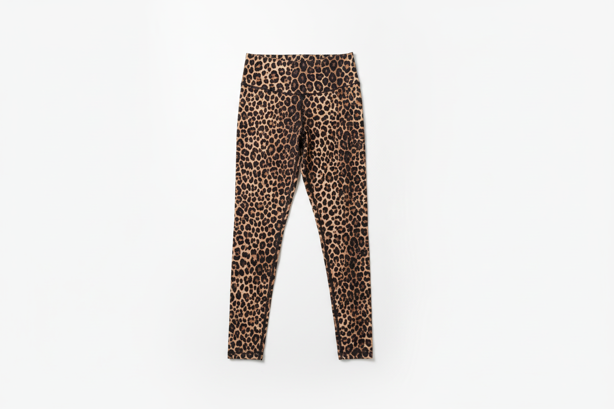 Leopard print leggings on a white background