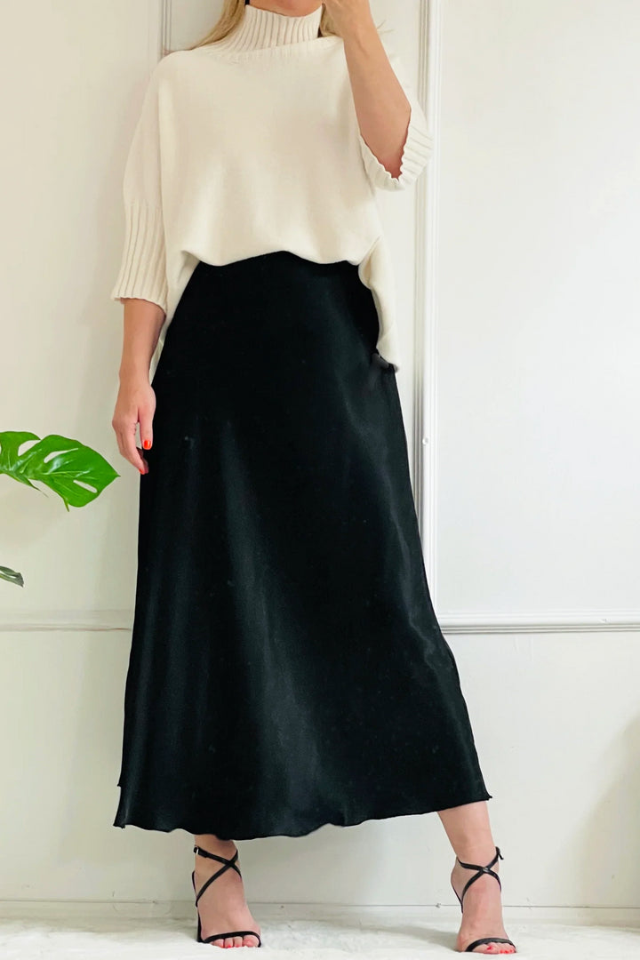 Laura Satin Skirt | Black