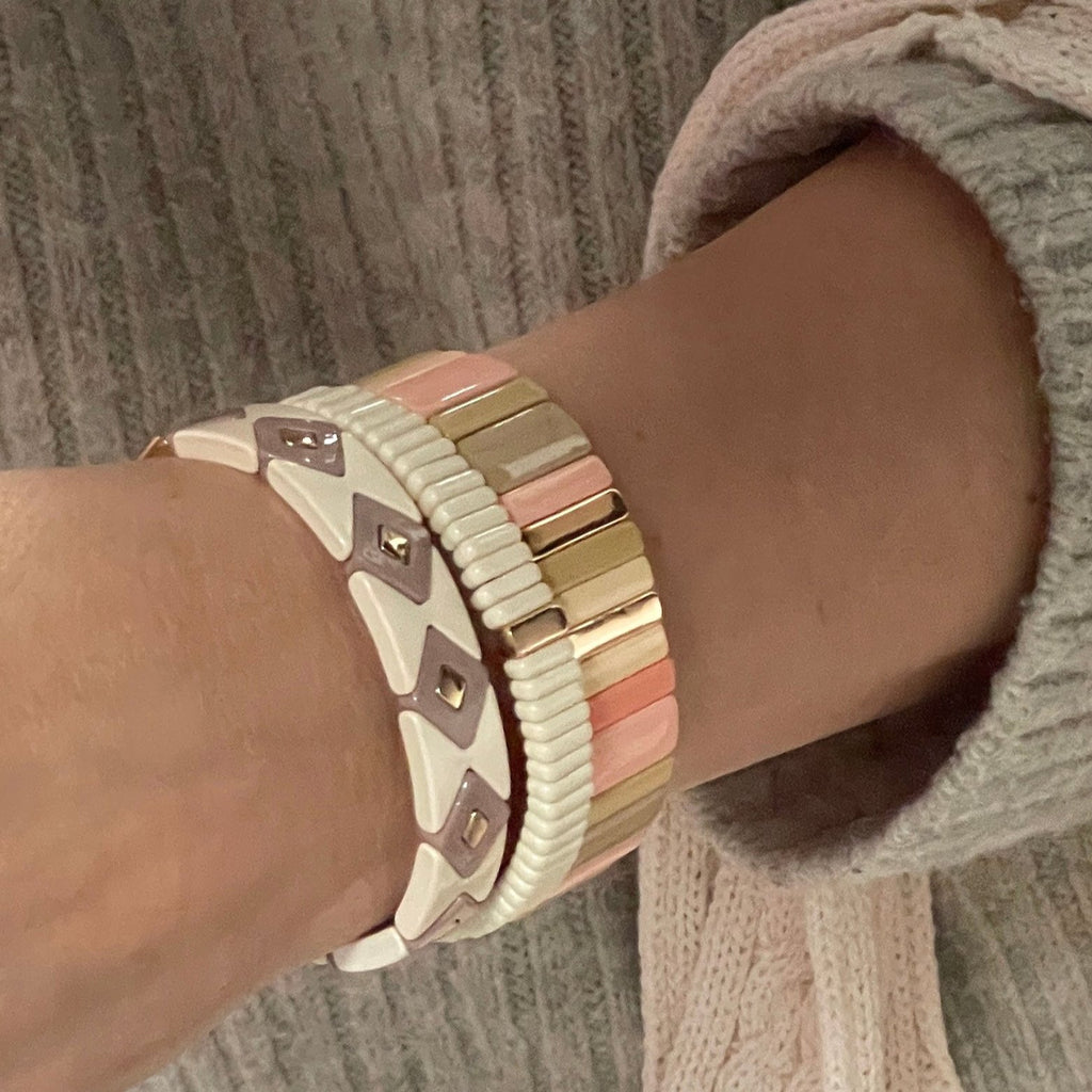 Boho Enamel Tile Bracelet | Aztec Neutrals