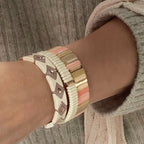 Boho Enamel Tile Bracelet | Aztec Neutrals