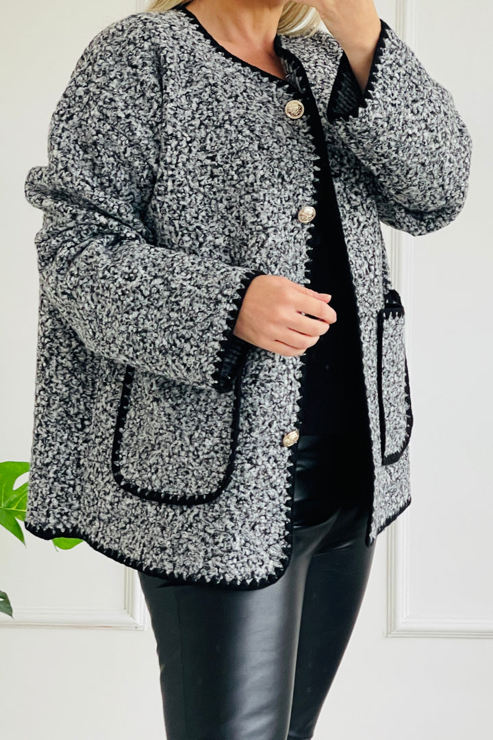 Julie Blanket Stitch Jacket | Grey