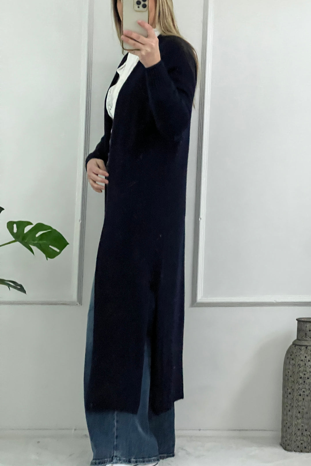 Clover Fine Knit Maxi Cardigan | Navy