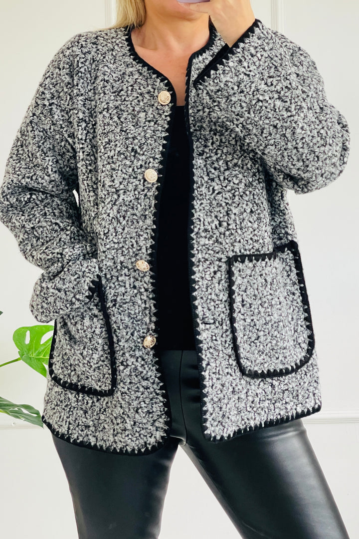 Julie Blanket Stitch Jacket | Grey