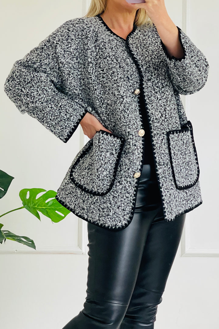 Julie Blanket Stitch Jacket | Grey