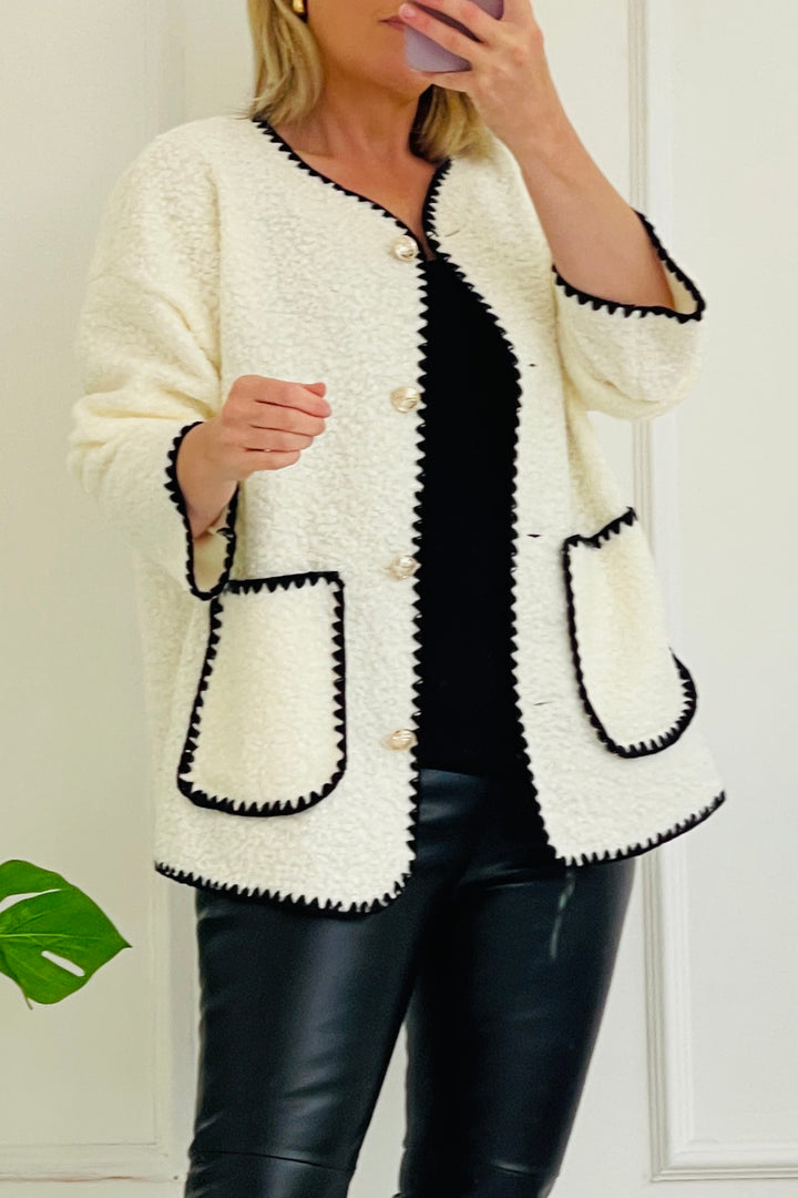 Julie Blanket Stitch Jacket Cream south of the river