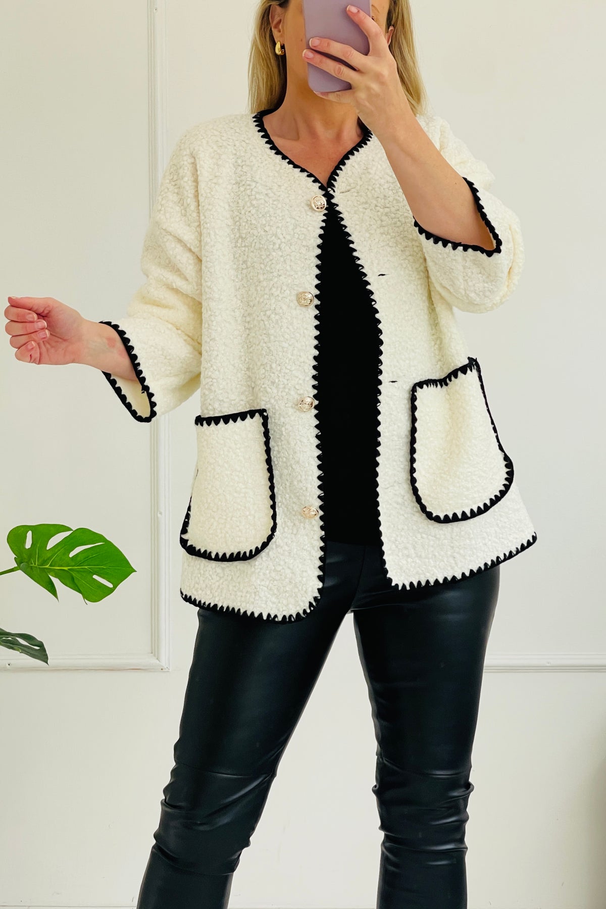 Julie Blanket Stitch Jacket Cream south of the river