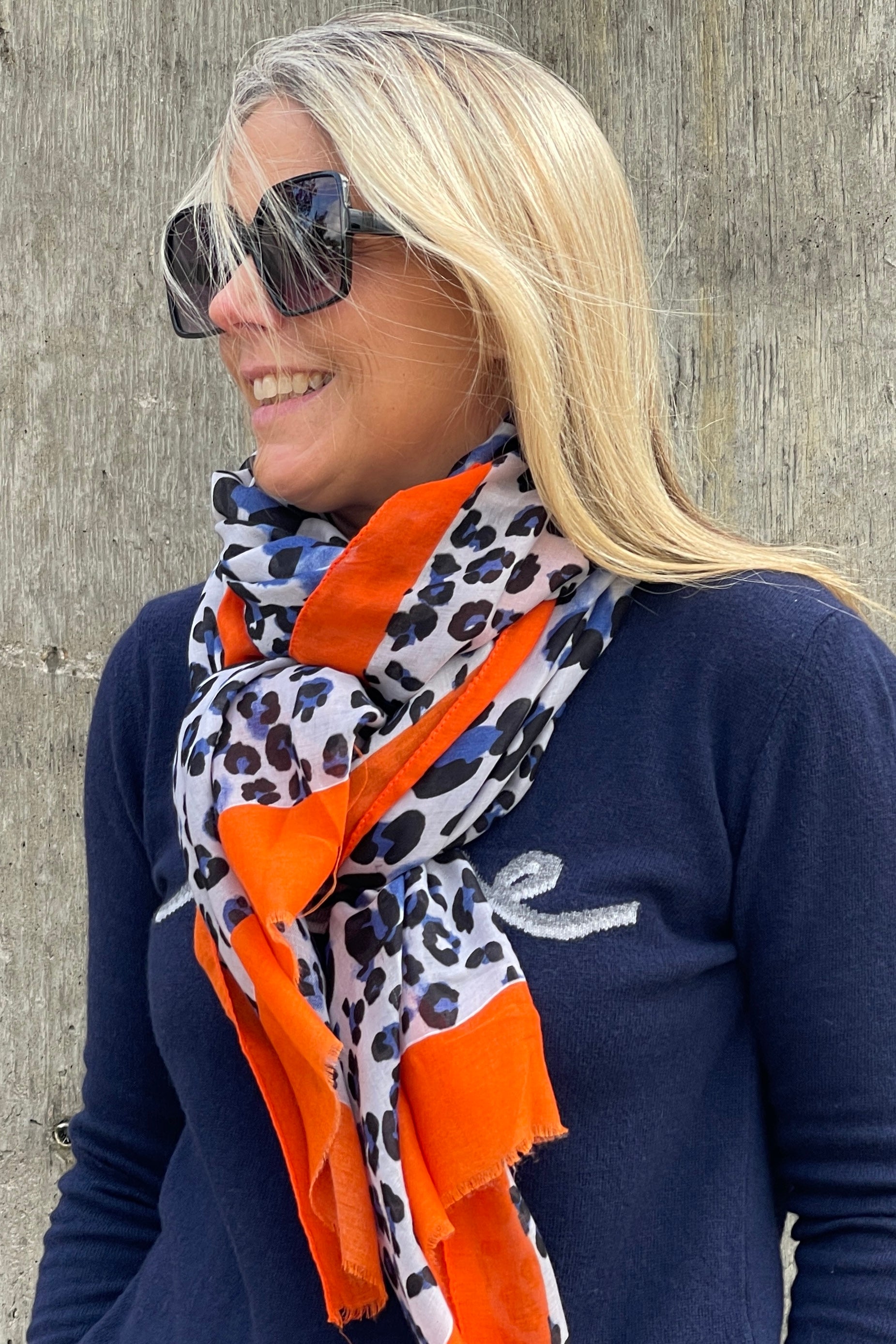 Orange print scarf discount