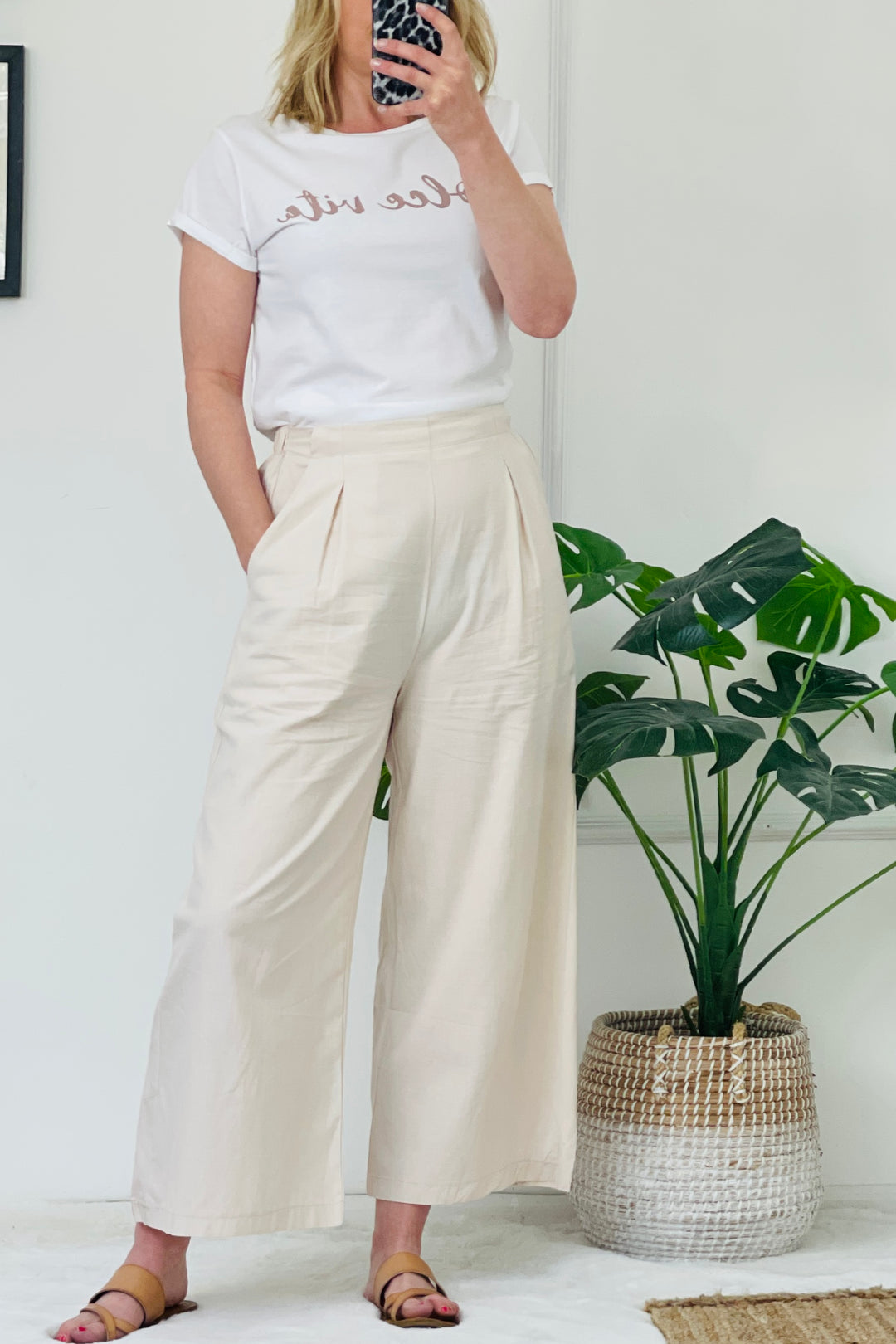 Renee Wide Leg Cotton Trousers